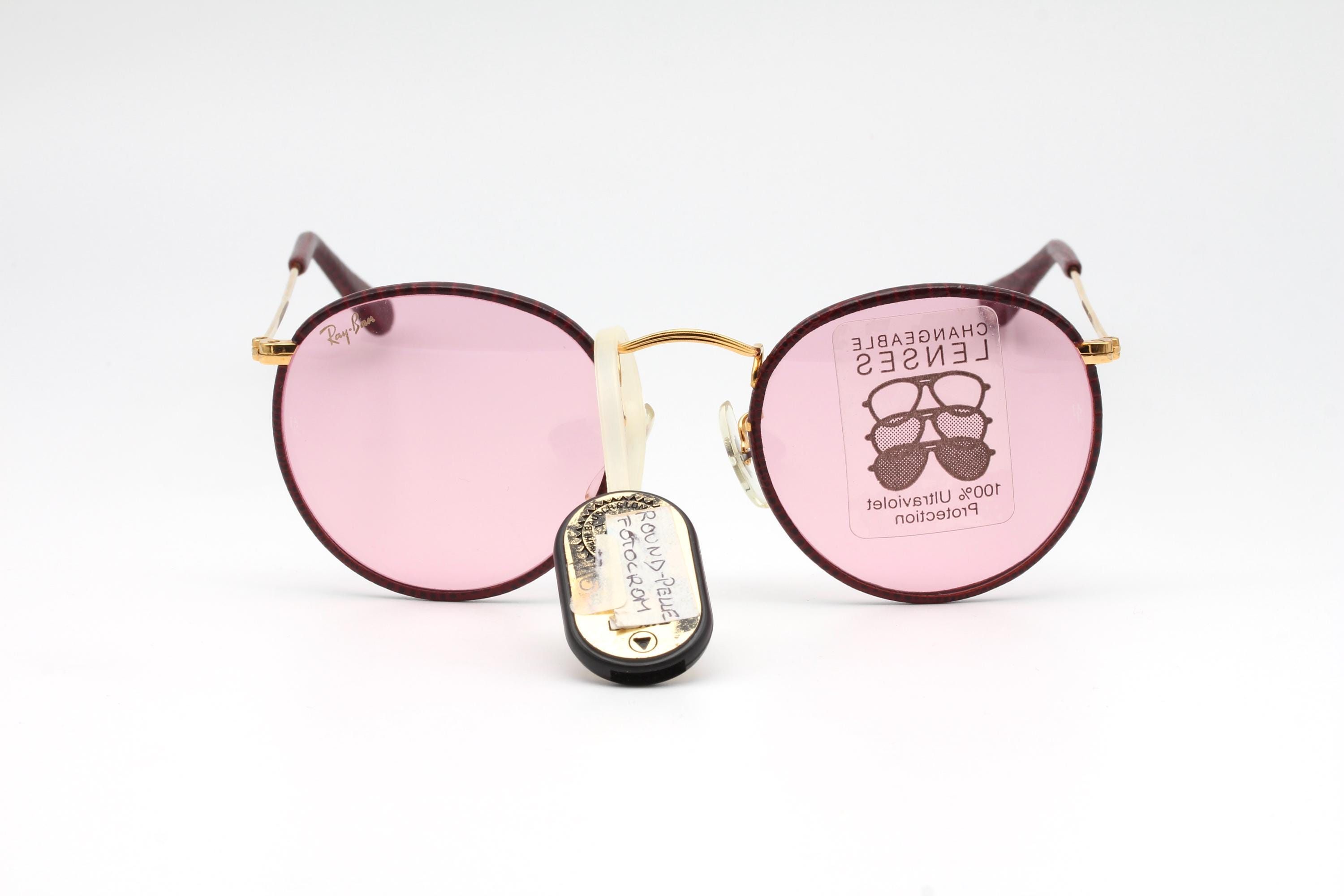 Round metal pink ray ban sunglasses Ray-Ban RB3517 Round Folding Metal Sunglasses, Gold/Pink  main image 3