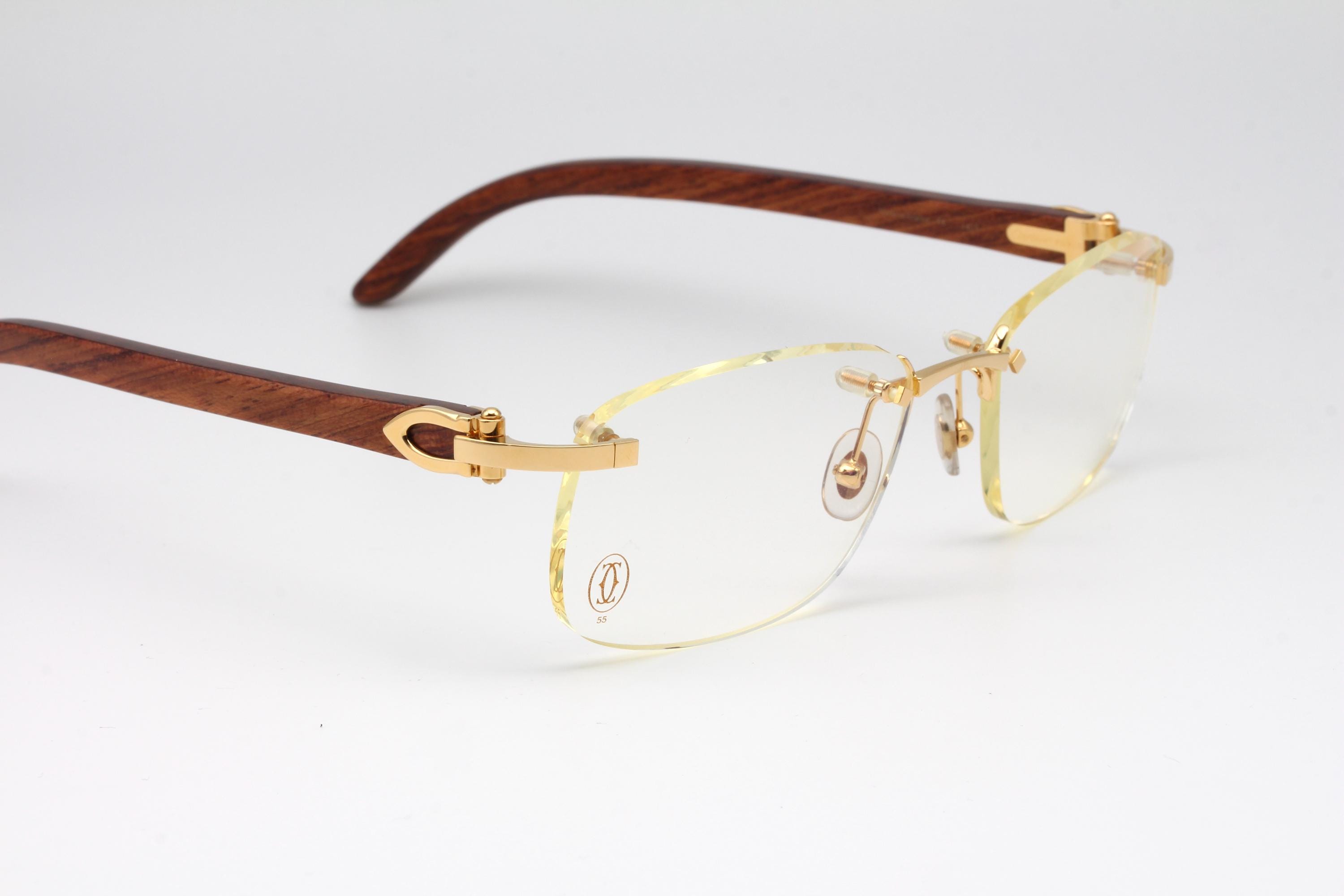 Buy Cartier Paglia Vintage Eyeglasses Rimless C Decor Bois, Made