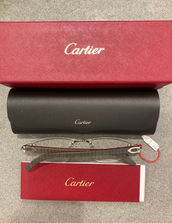 Vintage Cartier Rimless Wood Decor Eyeglasses Made in France 2000 New Old Stock Original Case Included Etsy