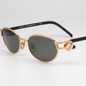 Yohji Yamamoto 52 4201 / black and gold sunglasses / designer eyewear / oval shades made in Japan