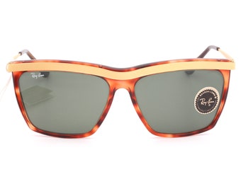 Gafas de sol vintage de gran tamaño Ray Ban B&L Olympian III con diseño cuadrado, monturas doradas y marrones, fabricadas en EE. UU. años 90