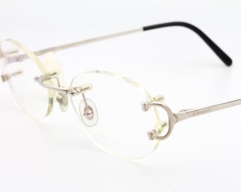 Óculos vintage Cartier C Decor feitos na França dos anos 90 - Novo estoque antigo