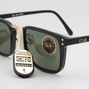 Vintage Ray Ban B&L Premier E W 0866 / classic squared sunglasses with black frames adorned with golden details / 80&#39;s