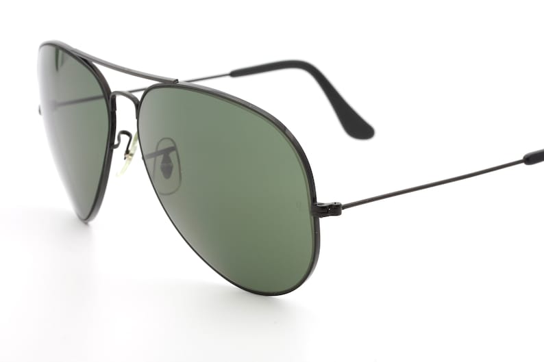 Vintage Ray Ban B&L black aviator sunglasses made on USA 80's - New Old Stock image 2