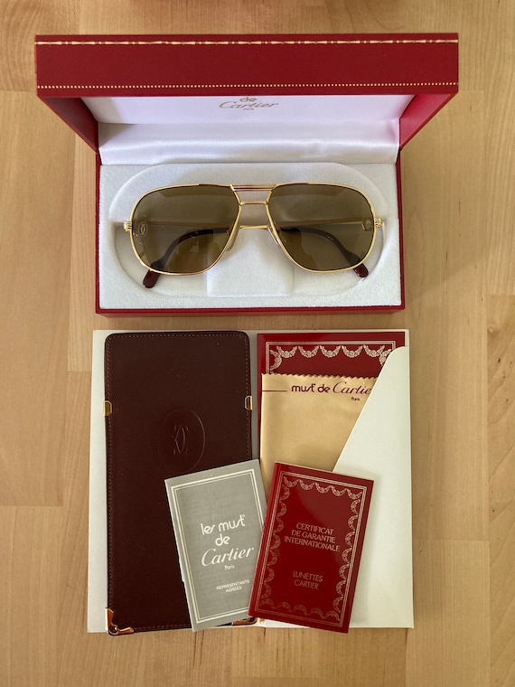 must de Cartier メガネケース ビンテージ Cartier Glasses Case must de Cartier with Box, card, wipe