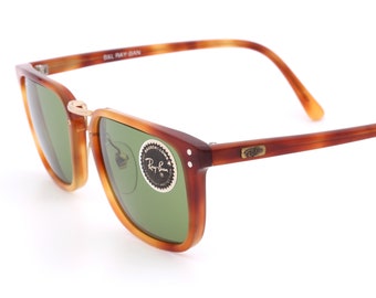 Vintage Ray Ban B&L Premier E W 0868 / classic squared sunglasses with tortoise frames adorned with golden details / 80&#39;s
