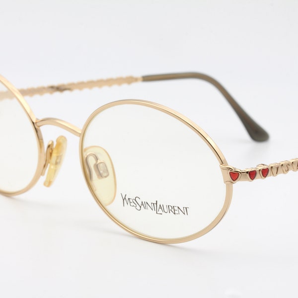 Yves Saint Laurent Y297 vintage eyeglasses made in Italy 90's - YSL monogram - heart gold glasses - new old stock