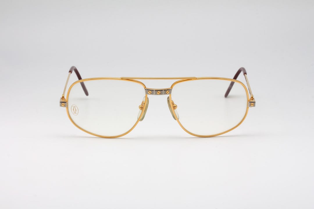Cartier Romance Santos Vintage-Luxusbrille mit vergoldetem Rahmen