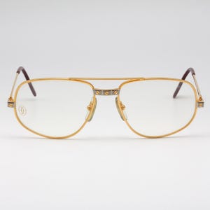 Gafas de lujo vintage Cartier Romance Santos con montura chapada en oro, fabricadas en Francia en 1986