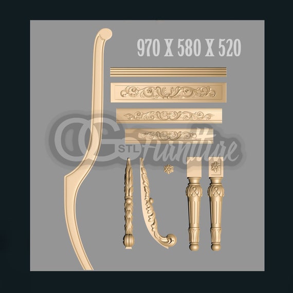 5 Modelos 3D STL separados Cama Para Cnc Router Talla de tipo Aspire