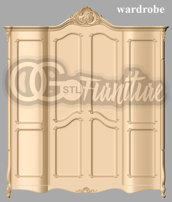 3d Stl Model New Baroque Luxury Wardrobe 294 Furniture Decor Etsy