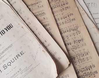 Papier vintage, assortiments partitions de musique originales années 1920 - x 1 partition (plusieurs pages) - papier ancien