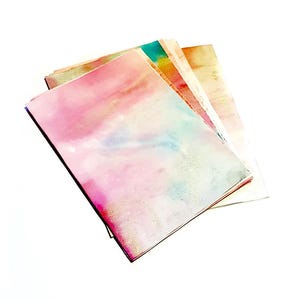 20 feuilles de papier teinté à la main A5 - papier rose orangé / rouge / bleu / doré / multicolore - papier unique et original pour création