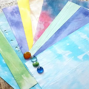 Papier coloré teinté à la main - 10 feuilles A4- bleu/vert, gris/rose, bleu/rose/orangé, bleu/vert/gris, multicolore - papier créatif unique