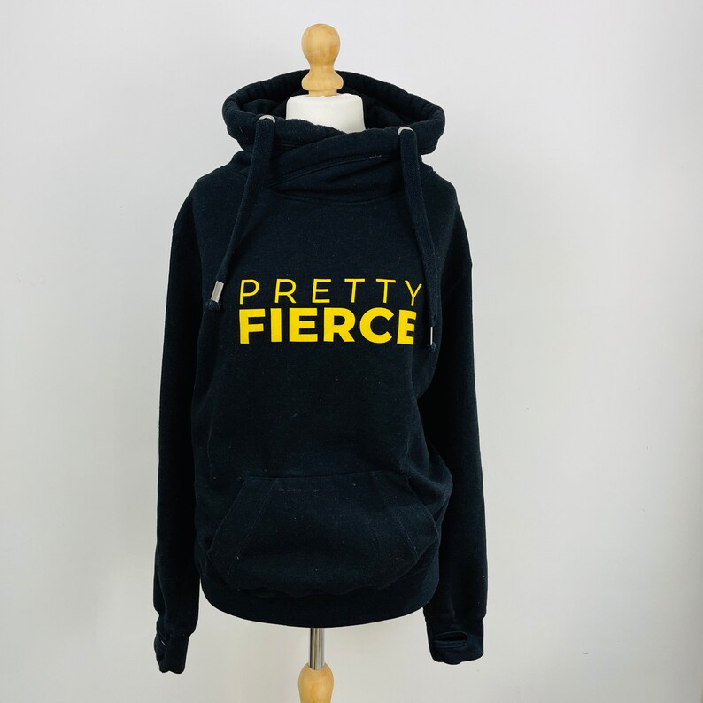 Feminist empowerment Animal Print Girl Power Pretty FIERCE kids Cross neck Hoodie Patriarchy female icon Girl gang