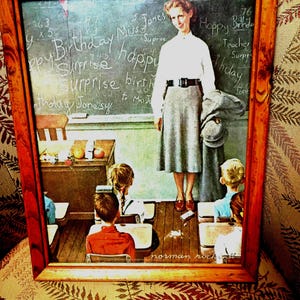 Norman Rockwell, Happy Birthday Miss Jones, wall hanging.