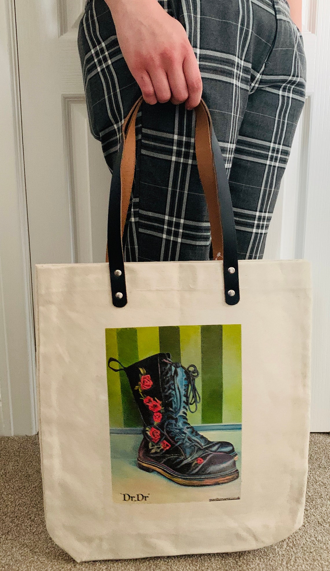 Canvas bag tote bag Art Original art print leather Etsy