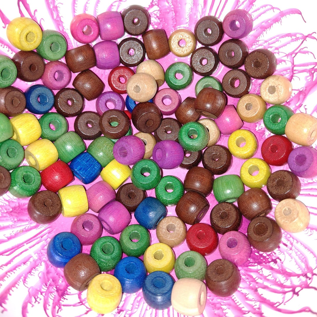 Rainbow Wood Pony Beads 10mm X 50 Etsy