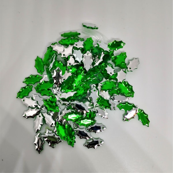 Christmas Holly Leaves x 6/4 Xmas Trees  Charms Choice