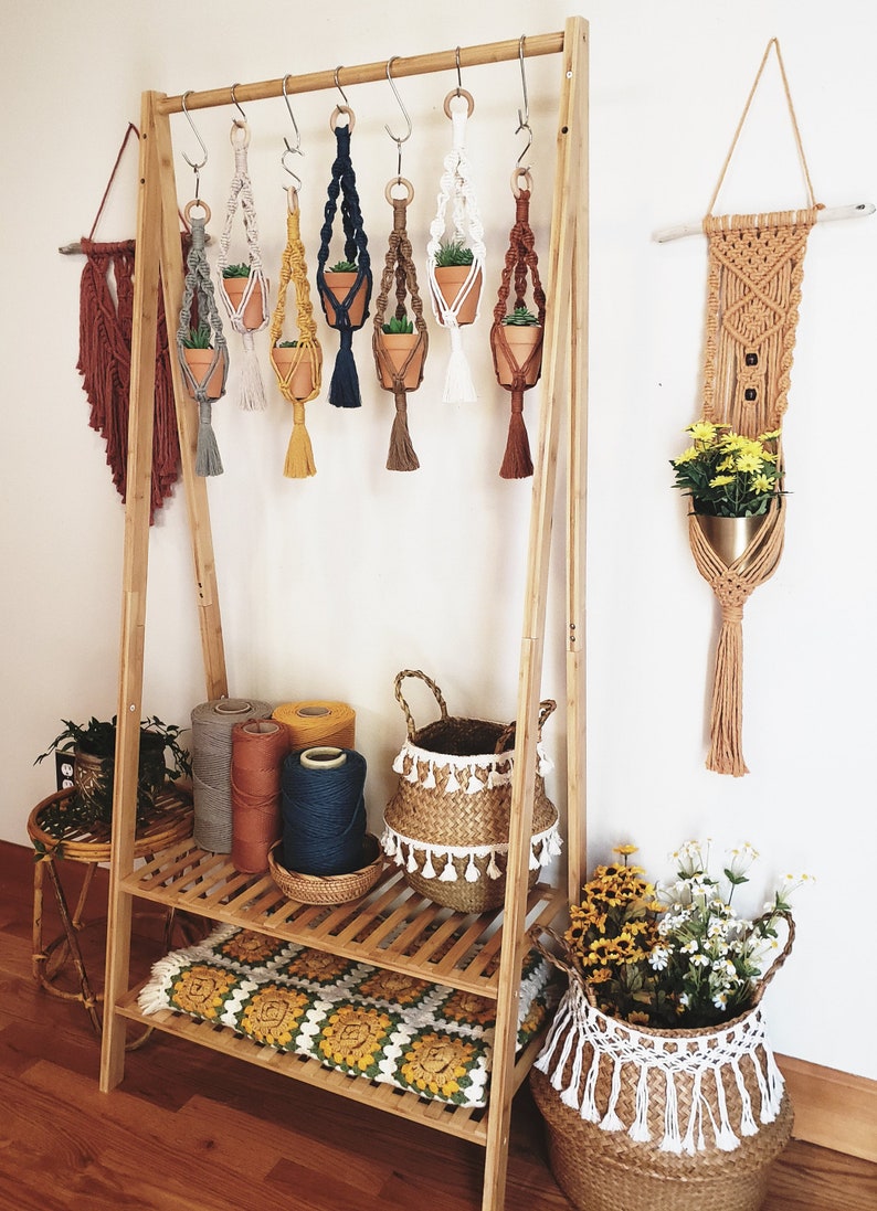 Pots Included*Mini Boho Macrame Plant Hanger For Succulents Boho Macrame Wall Hanging