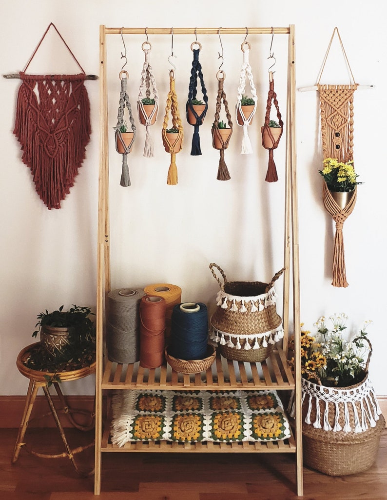 Pots Included*Mini Boho Macrame Plant Hanger For Succulents Boho Macrame Wall Hanging