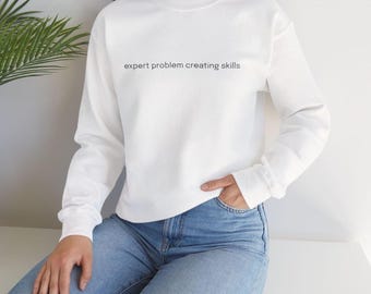 Un problème d'expert en matière de création - Sweat-shirt unisexe à col rond brodé en mélange épais