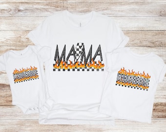 Flame Checkered Mama And Me Shirts, Rock & Roll Mama Shirt, Mama's Boy Shirt, Mama's Girl Shirt, Rock Family, Baby Bodysuit, Family Matching