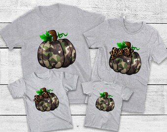 Family Camo Pumpkin Shirts, Pumpkin Shirts, Camo Leopard Shirt, Leopard Bow Shirt, Family Matching Shirts, Sibling Shirts, Fall Shirts