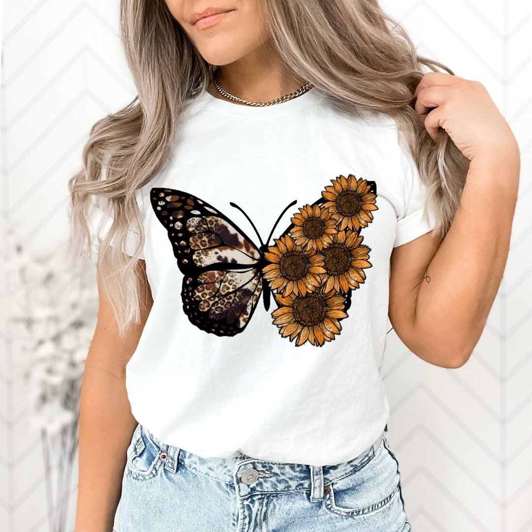Simply Love Full Size Sunflower Butterfly Graphic Cotton Tee