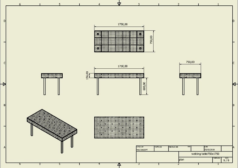 Plans Welding Bench Table Fixture Jig DXF File 3000mm x 1500mm Etsy