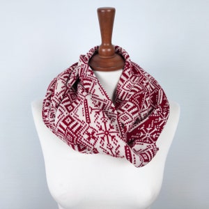 Soft Winter Knit scarf Fair Isle Nordic Scarf Red scarf