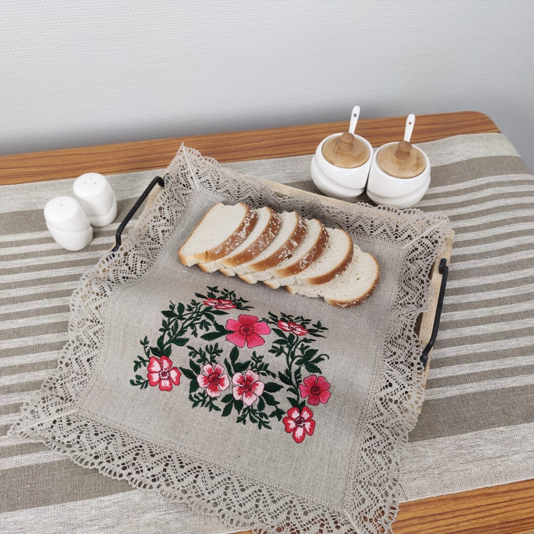 Embroidered Linen Doily Coffee Table Doily Etsy
