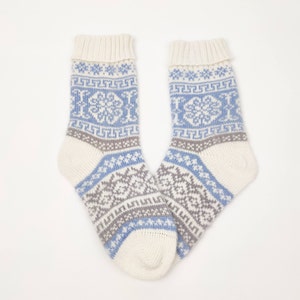 White Pure Wool Socks Winter Knitted Socks Handmade wool socks