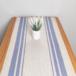 Rustic Table Runner Blue Stripe Table Runner Burlap Table Runner