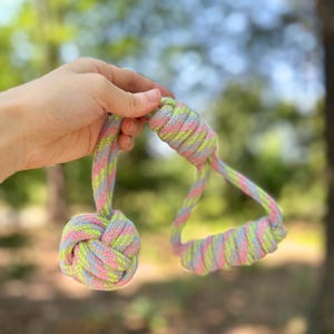 Knotted Hemp Tug Dog Toy | Monkey Fist | Sustainable for Small Dog, Sustainable Dog Toys, Tug War Toys for Small Dogs, Gifts for Puppies.
