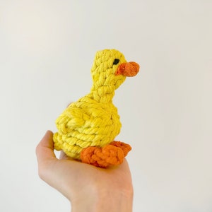 Handmade Yellow Duck Dog Rope Toys, Dog Chew Toys, Rope Toys for Puppies, Sustainable Dog Toys, Gift for Puppies. Eco-Friendly Dog Toys