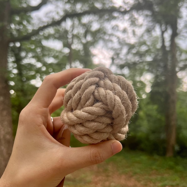 Handmade Sustainable Hemp Rope Ball, Natural Hemp Rope Dog Toy, Throw Dog Toys, Dog Chew Toy, Eco Friendly Dog Toy