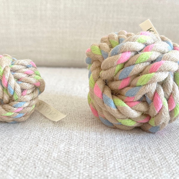 Handmade Sustainable Hemp Rope Ball, Colorful Natural Hemp Rope Dog Toy, Throw Dog Toys, Dog Chew Toy, Eco-Friendly Dog Toy