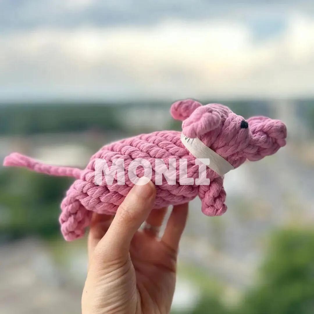 Pink Rope Toy Handmade Piggy Pink Cotton Rope Dog Toy: Eco-friendly Pet Chew Toy - Etsy