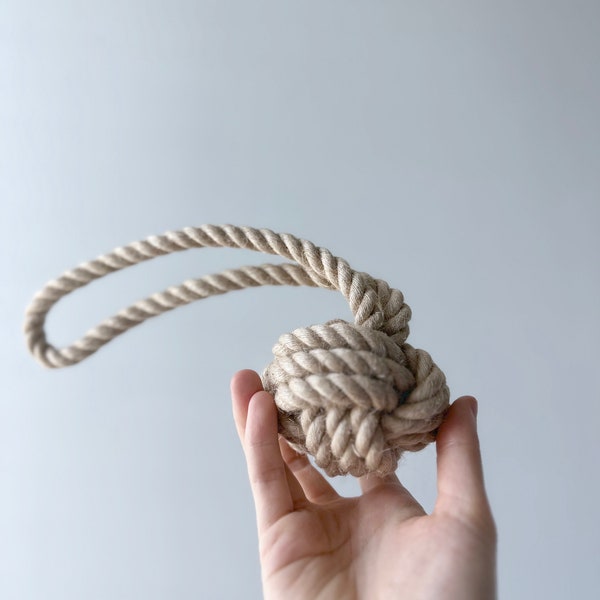 Handmade Sustainable Hemp Tug Rope Ball, Natural Hemp Rope Dog Toy, Throw Dog Toys, Dog Chew Toy, Eco-Friendly Dog Toy