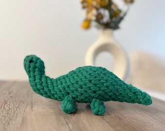 Handmade Sustainable Green Dinosaur Rope Toys, Toys For Pets, Dog Chew Toys