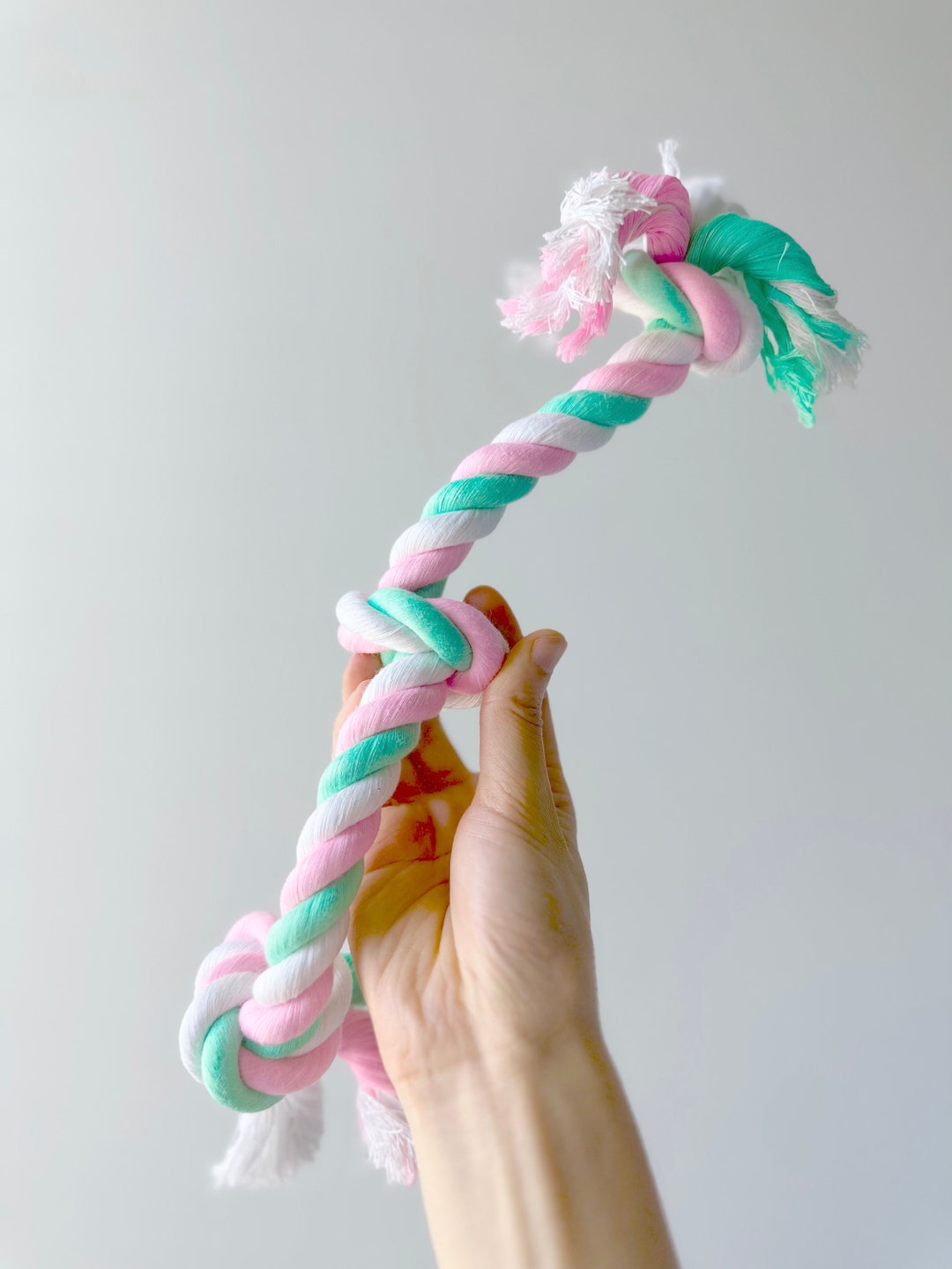 Knotted Dog Rope Sustainable 3-knot Dog Rope Toy: Durable Cotton Tug - Etsy