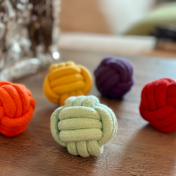 Handmade Sustainable Colorful Rope Balls 5Pc Set, Dog Chew Toys, Rope Toys for Pets, Gift for Dogs