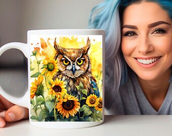 Best seller coffee Mug 11oz, Owl Coffee Mug with Color Inside ,Tee Mug 15oz. New Coffee Mug 2024,Bird Mug ,Coffee Mug with Color Inside