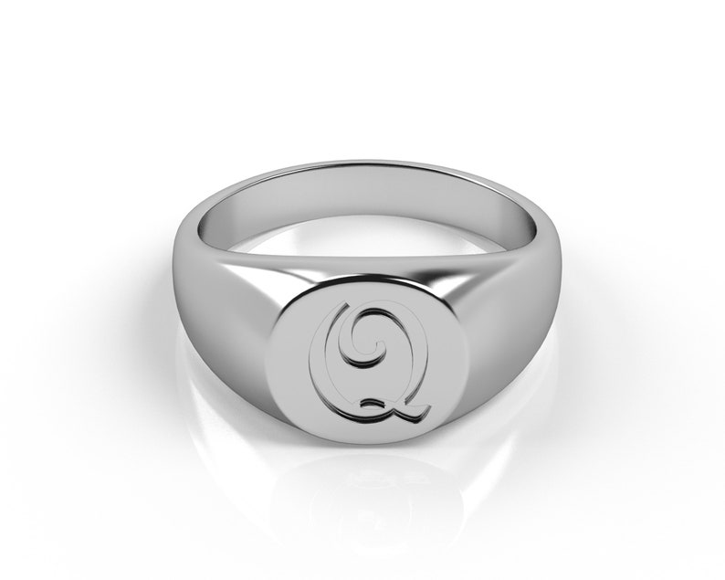 Mans Pinky Ring Letter Q Ring Chunky Ring 925 Sterling Etsy