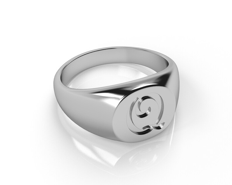 Mans Pinky Ring Letter Q Ring Chunky Ring 925 Sterling Etsy