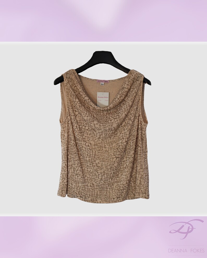Gold Sparkle Slinky Knit Cowl Neck Sleeveless Tops Etsy