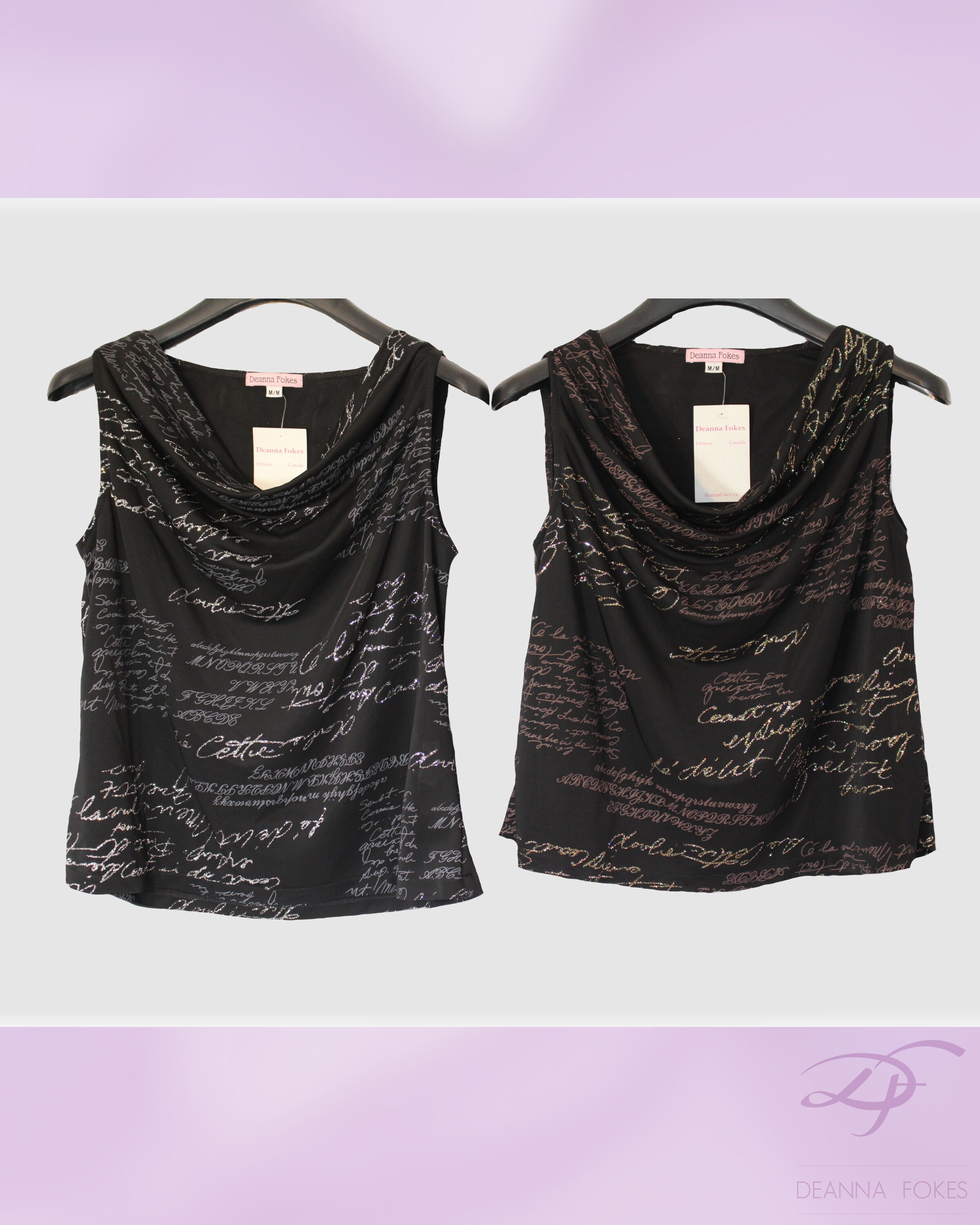 Sparkle Script Cowl Neck Sleeveless Knit Tops Etsy