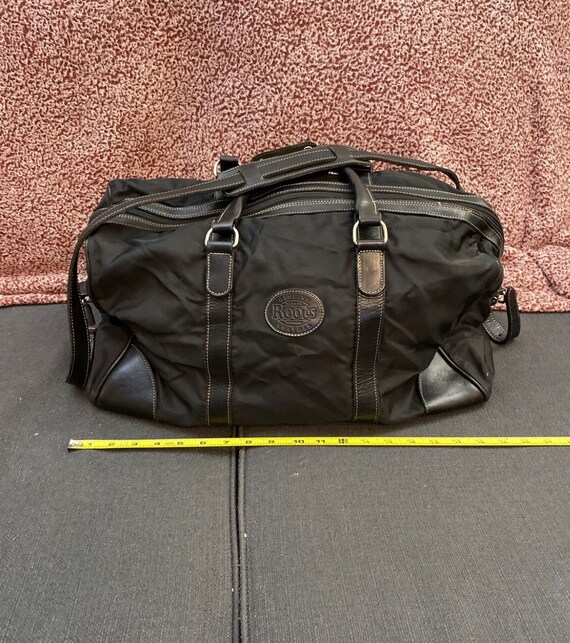 Roots Leather Duffel Bag Black Etsy