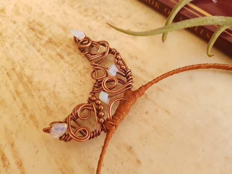 wiccan headpiece Arianrhod || Copper moon headpiece pagan moon accessories moon goddess accessories